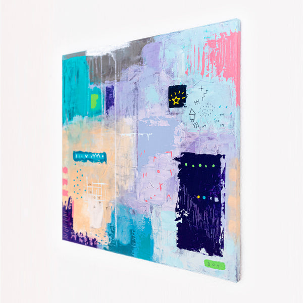 Abstract Painting - Original Wall Art – Oil & Acrylic on Canvas – Colorful Contemporary Modern Wall Art – Violae (20"x20" | 50x50cm)