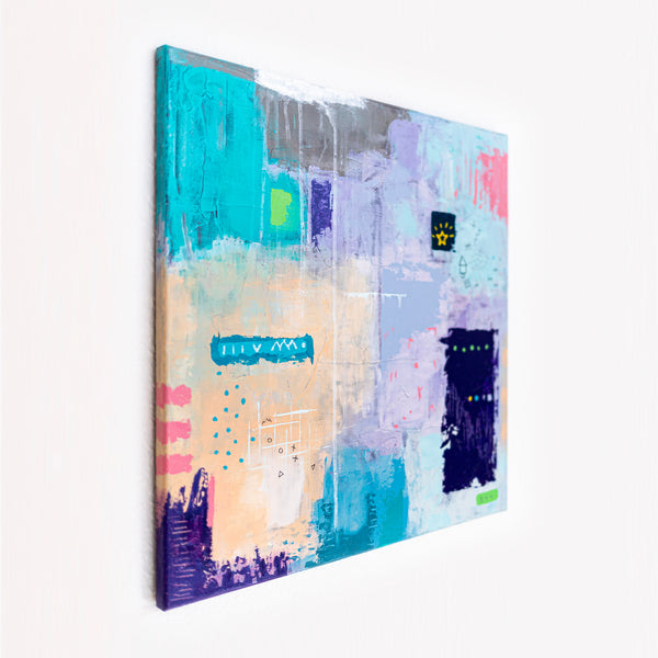 Abstract Painting - Original Wall Art – Oil & Acrylic on Canvas – Colorful Contemporary Modern Wall Art – Violae (20"x20" | 50x50cm)