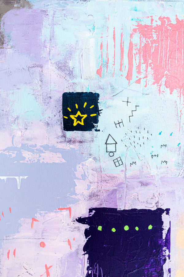 Abstract Painting - Original Wall Art – Oil & Acrylic on Canvas – Colorful Contemporary Modern Wall Art – Violae (20"x20" | 50x50cm)