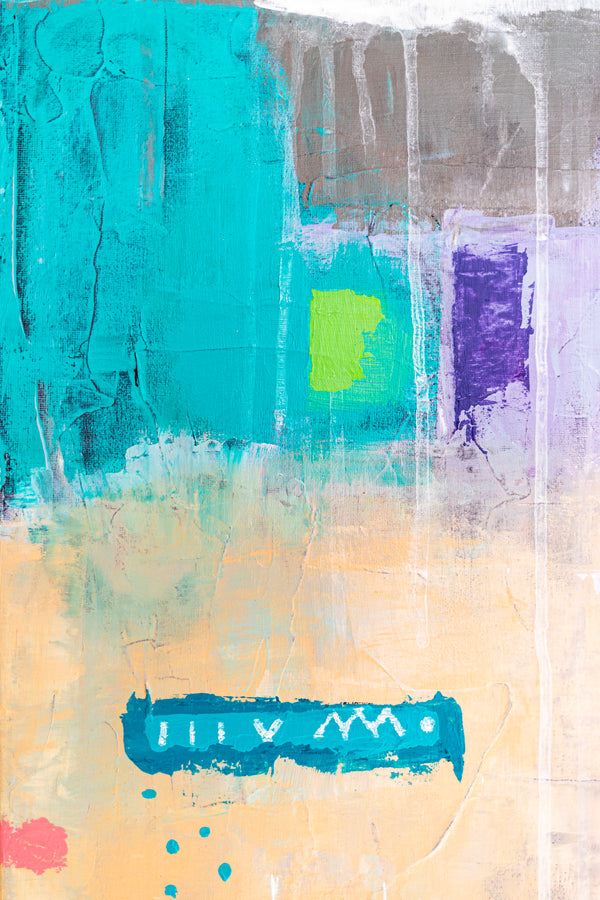 Abstract Painting - Original Wall Art – Oil & Acrylic on Canvas – Colorful Contemporary Modern Wall Art – Violae (20"x20" | 50x50cm)