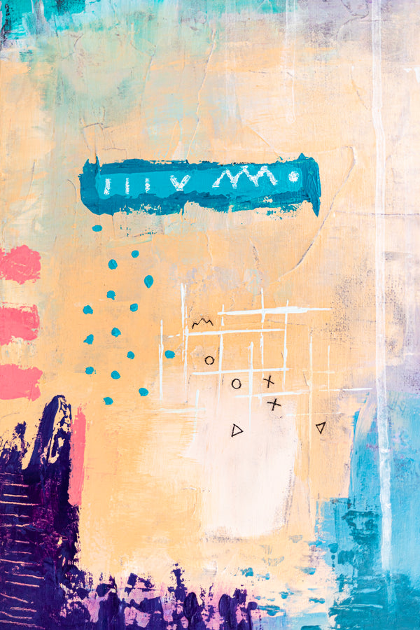 Abstract Painting - Original Wall Art – Oil & Acrylic on Canvas – Colorful Contemporary Modern Wall Art – Violae (20"x20" | 50x50cm)