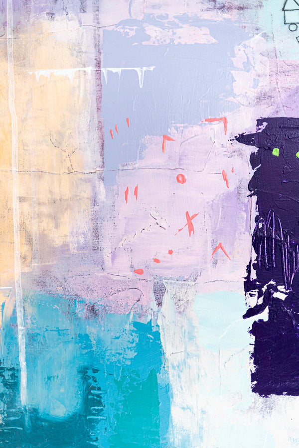 Abstract Painting - Original Wall Art – Oil & Acrylic on Canvas – Colorful Contemporary Modern Wall Art – Violae (20"x20" | 50x50cm)