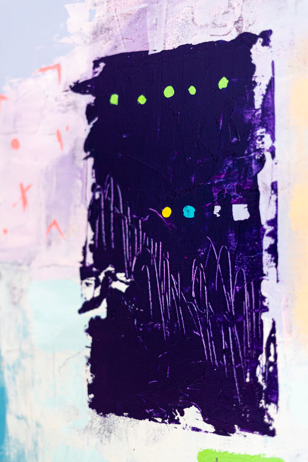 Abstract Painting - Original Wall Art – Oil & Acrylic on Canvas – Colorful Contemporary Modern Wall Art – Violae (20"x20" | 50x50cm)