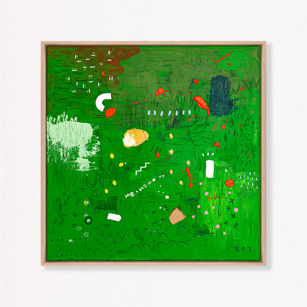 Abstract Painting - Original Wall Art – Oil & Acrylic on Canvas – Green Contemporary Modern Wall Art – Viridis Carus (20"x20" | 50x50cm)