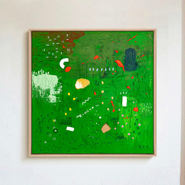 Abstract Painting - Original Wall Art – Oil & Acrylic on Canvas – Green Contemporary Modern Wall Art – Viridis Carus (20"x20" | 50x50cm)