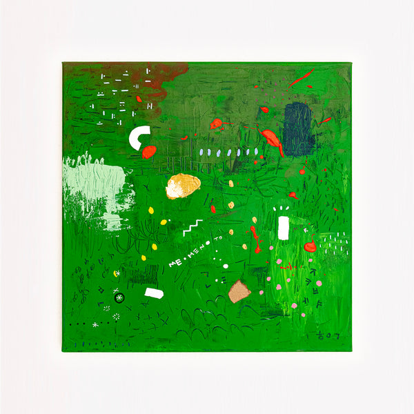 Abstract Painting - Original Wall Art – Oil & Acrylic on Canvas – Green Contemporary Modern Wall Art – Viridis Carus (20"x20" | 50x50cm)