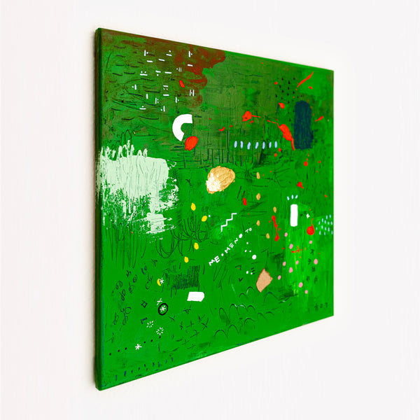 Abstract Painting - Original Wall Art – Oil & Acrylic on Canvas – Green Contemporary Modern Wall Art – Viridis Carus (20"x20" | 50x50cm)