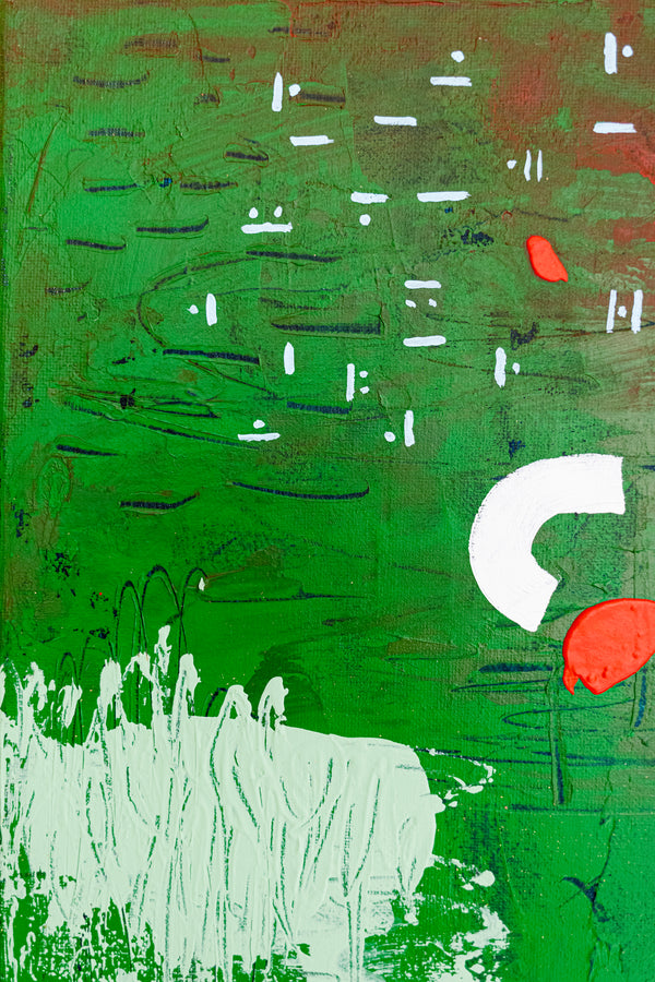 Abstract Painting - Original Wall Art – Oil & Acrylic on Canvas – Green Contemporary Modern Wall Art – Viridis Carus (20"x20" | 50x50cm)