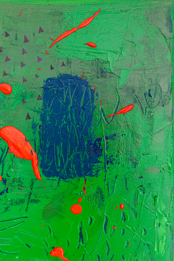 Abstract Painting - Original Wall Art – Oil & Acrylic on Canvas – Green Contemporary Modern Wall Art – Viridis Carus (20"x20" | 50x50cm)