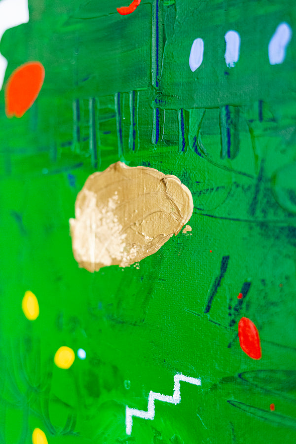 Abstract Painting - Original Wall Art – Oil & Acrylic on Canvas – Green Contemporary Modern Wall Art – Viridis Carus (20"x20" | 50x50cm)