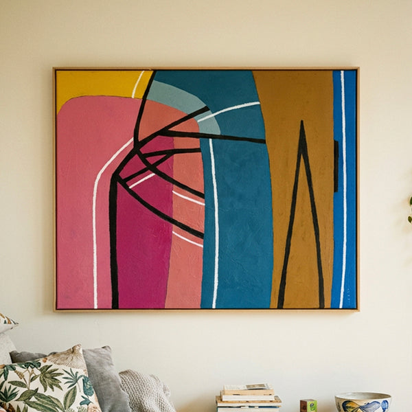 Moody Black Minimalist Abstract Wall Art — Original Oil Painting, Textured Canvas Statement — "Vis Lineae"