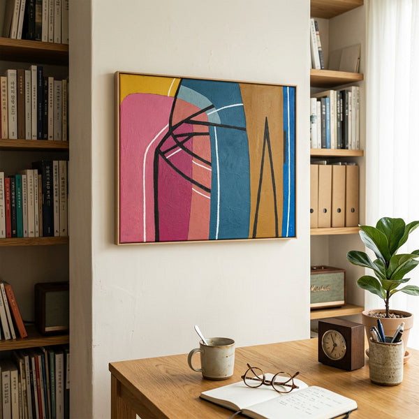 Moody Black Minimalist Abstract Wall Art — Original Oil Painting, Textured Canvas Statement — "Vis Lineae"