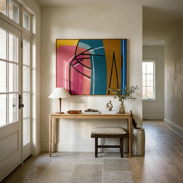 Moody Black Minimalist Abstract Wall Art — Original Oil Painting, Textured Canvas Statement — "Vis Lineae"