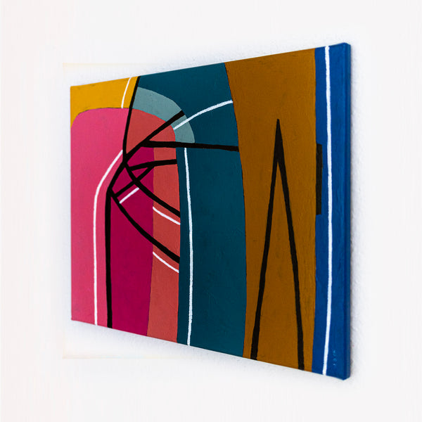 Moody Black Minimalist Abstract Wall Art — Original Oil Painting, Textured Canvas Statement — "Vis Lineae"