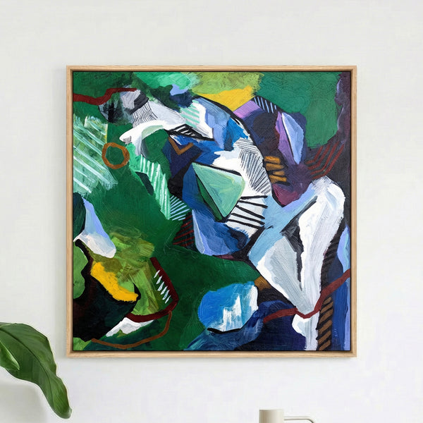 Abstract Expressionist Painting – Original Wall Art – Oil & Acrylic on Canvas – Vis Viridis (20"x20")