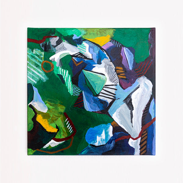 Abstract Expressionist Painting – Original Wall Art – Oil & Acrylic on Canvas – Vis Viridis (20"x20")