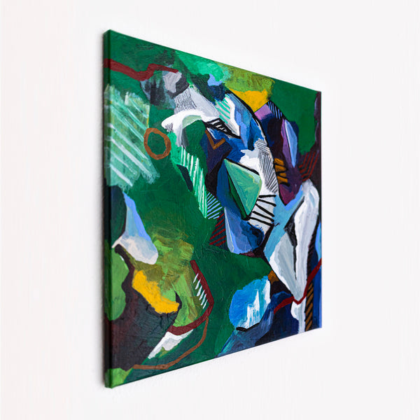 Abstract Expressionist Painting – Original Wall Art – Oil & Acrylic on Canvas – Vis Viridis (20"x20")