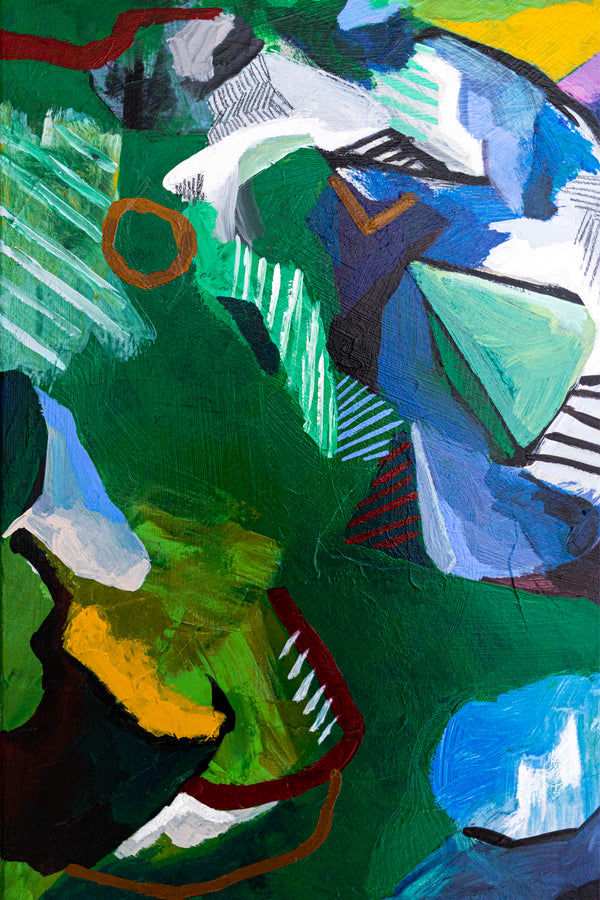 Abstract Expressionist Painting – Original Wall Art – Oil & Acrylic on Canvas – Vis Viridis (20"x20")