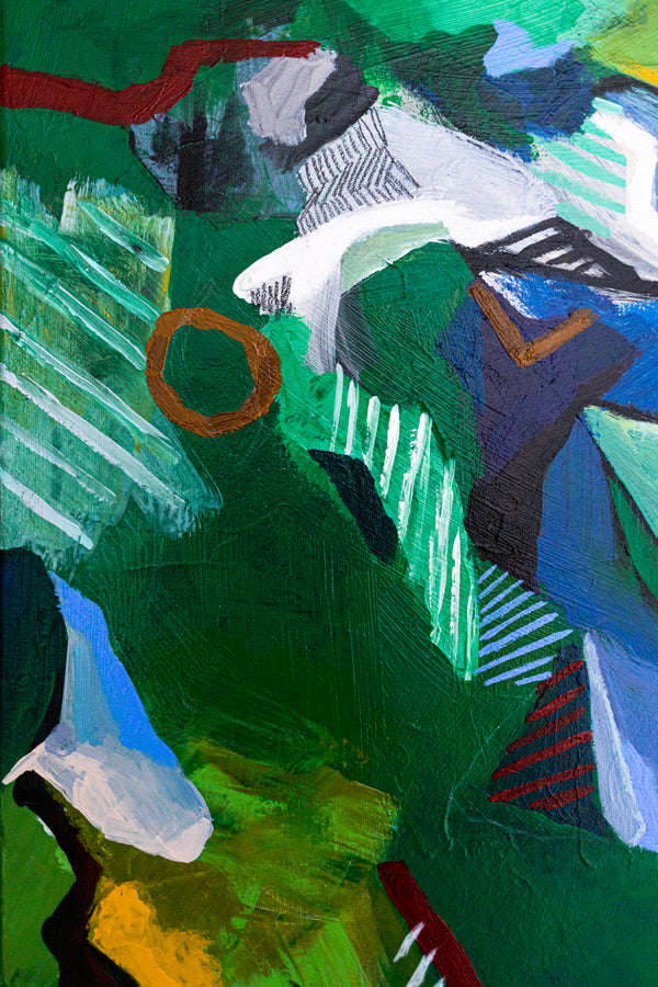 Abstract Expressionist Painting – Original Wall Art – Oil & Acrylic on Canvas – Vis Viridis (20"x20")