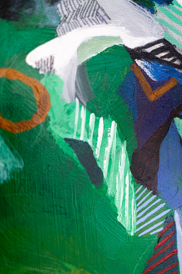 Abstract Expressionist Painting – Original Wall Art – Oil & Acrylic on Canvas – Vis Viridis (20"x20")