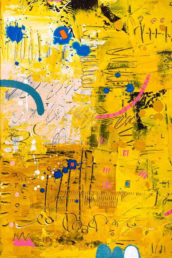 Abstract Painting - Original Wall Art – Large Oil & Acrylic on Canvas – Mixed Media Modern Wall Art – Vita (24"x24" | 60x60cm)