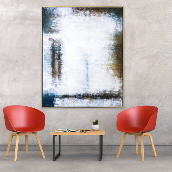 Dynamic Interplay of Patience & Time in Modern Abstract Original Acrylic Painting, Large Canvas Wall Art | Waiting