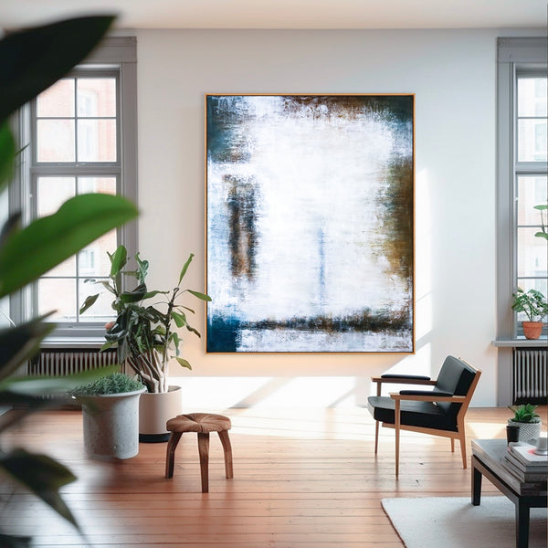 Abstract Painting – Original Wall Art – Large Oil & Acrylic Painting on Canvas – Modern Minimalist Contemporary Canvas Art – “Waiting”