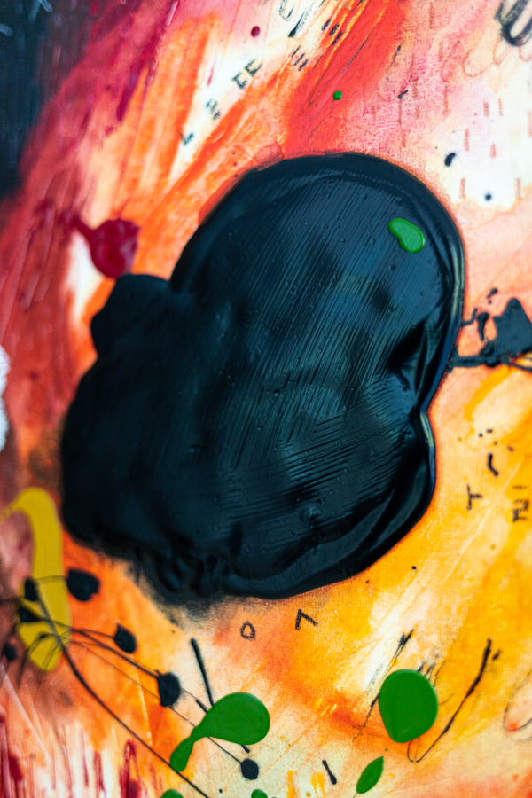 Abstract Painting - Original Wall Art – Oil & Acrylic on Canvas – Orange Red Contemporary Modern Wall Art – Werthers II (20"x20" | 50x50cm)