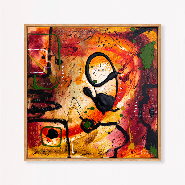 Abstract Painting - Original Wall Art – Oil & Acrylic on Canvas – Orange Red Contemporary Modern Wall Art – Werthers I (20"x20" | 50x50cm)
