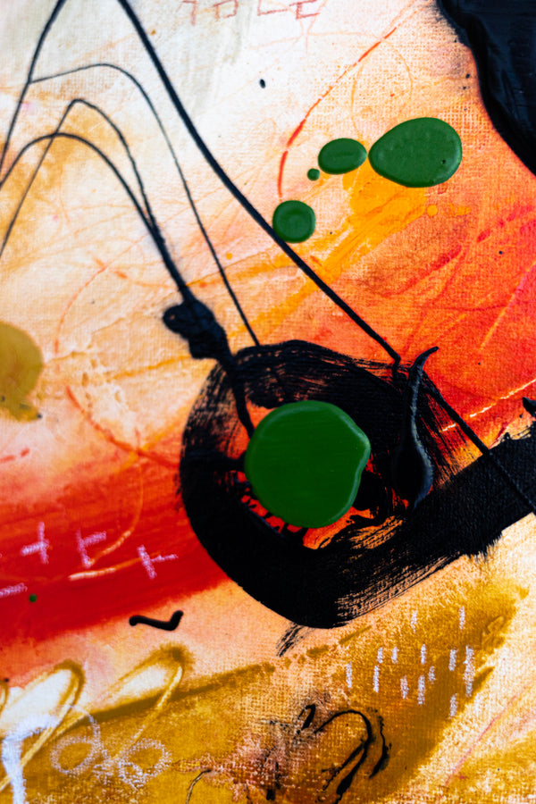 Abstract Painting - Original Wall Art – Oil & Acrylic on Canvas – Orange Red Contemporary Modern Wall Art – Werthers I (20"x20" | 50x50cm)