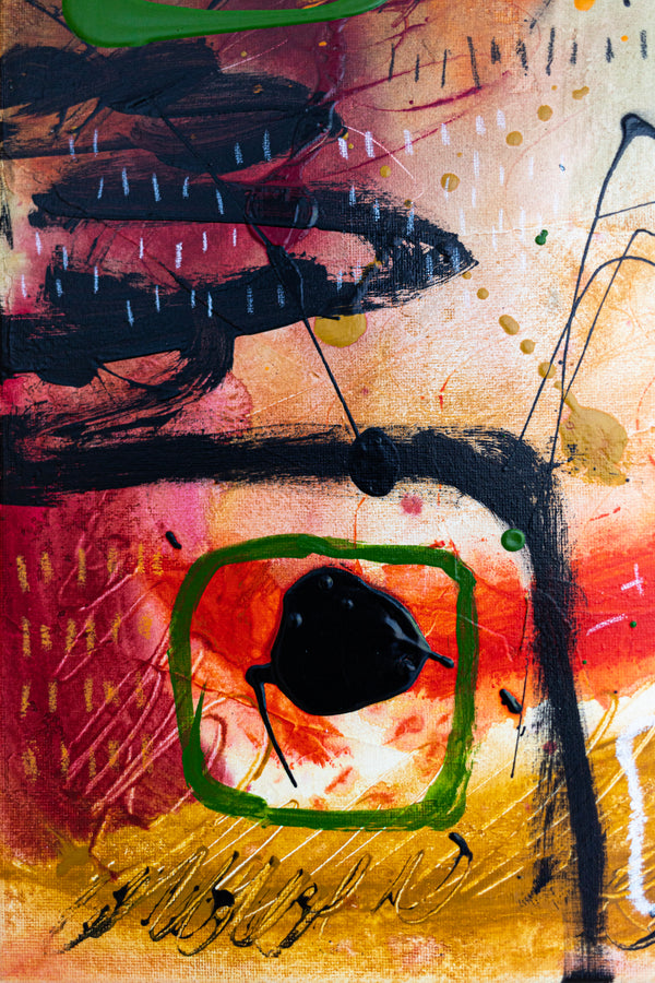 Abstract Painting - Original Wall Art – Oil & Acrylic on Canvas – Orange Red Contemporary Modern Wall Art – Werthers I (20"x20" | 50x50cm)