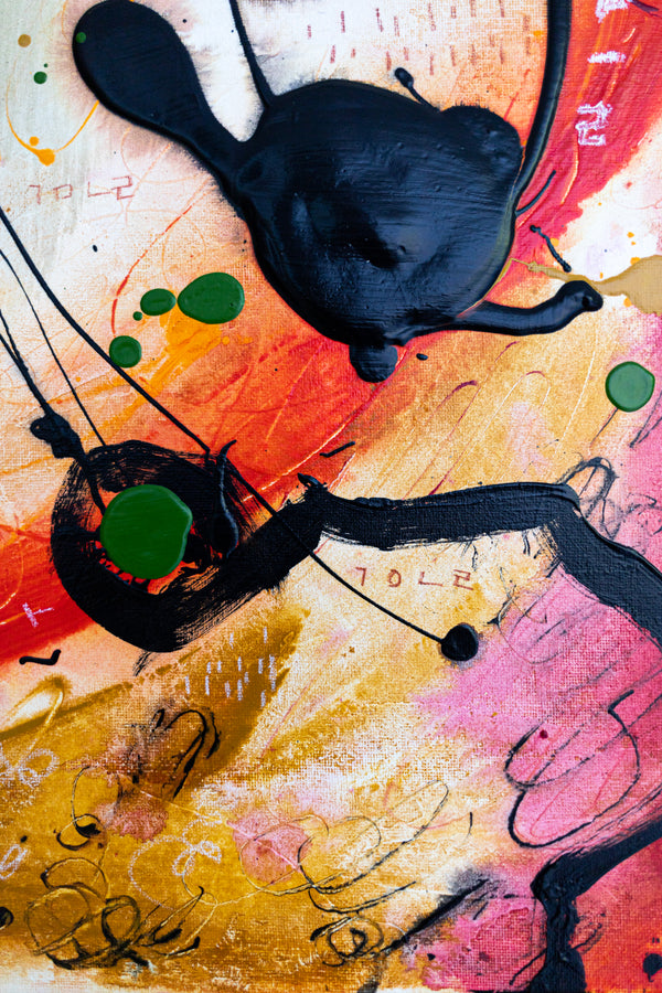 Abstract Painting - Original Wall Art – Oil & Acrylic on Canvas – Orange Red Contemporary Modern Wall Art – Werthers I (20"x20" | 50x50cm)