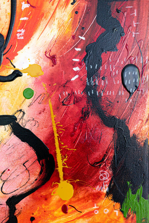 Abstract Painting - Original Wall Art – Oil & Acrylic on Canvas – Orange Red Contemporary Modern Wall Art – Werthers I (20"x20" | 50x50cm)