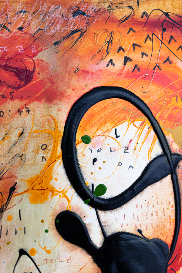 Abstract Painting - Original Wall Art – Oil & Acrylic on Canvas – Orange Red Contemporary Modern Wall Art – Werthers I (20"x20" | 50x50cm)