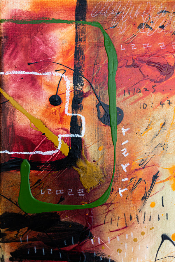 Abstract Painting - Original Wall Art – Oil & Acrylic on Canvas – Orange Red Contemporary Modern Wall Art – Werthers I (20"x20" | 50x50cm)