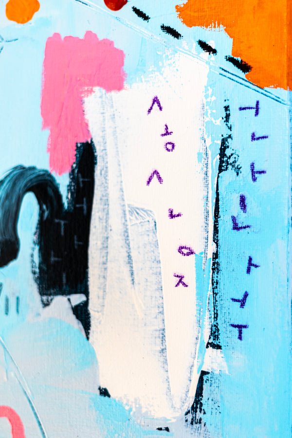 Abstract Painting – Original Wall Art, Acrylic & Oil Painting on Canvas, Mixed Media Framed Painting – Whimsical Rhythm – 20"x20" (50x50cm)