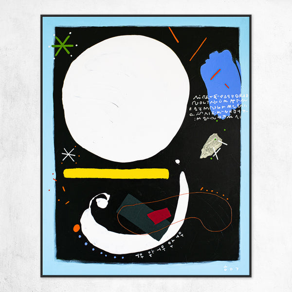 Minimalistic Modern Abstract Original Painting of a Moonlit Night, Canvas Wall Art of Acrylic & Mixed Media | White Dal (40"x50")