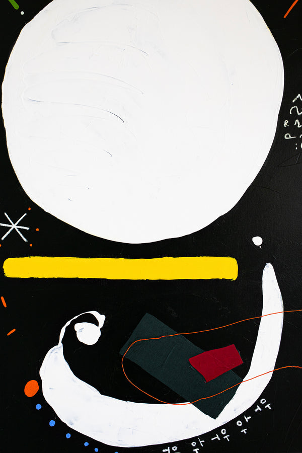 Minimalistic Modern Abstract Original Painting of a Moonlit Night, Canvas Wall Art of Acrylic & Mixed Media | White Dal (40"x50")