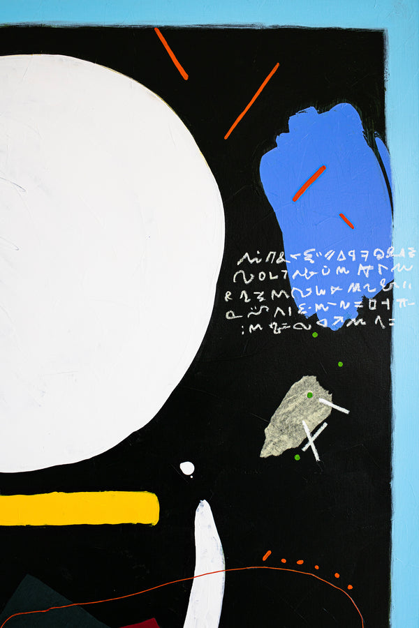 Minimalistic Modern Abstract Original Painting of a Moonlit Night, Canvas Wall Art of Acrylic & Mixed Media | White Dal (40"x50")