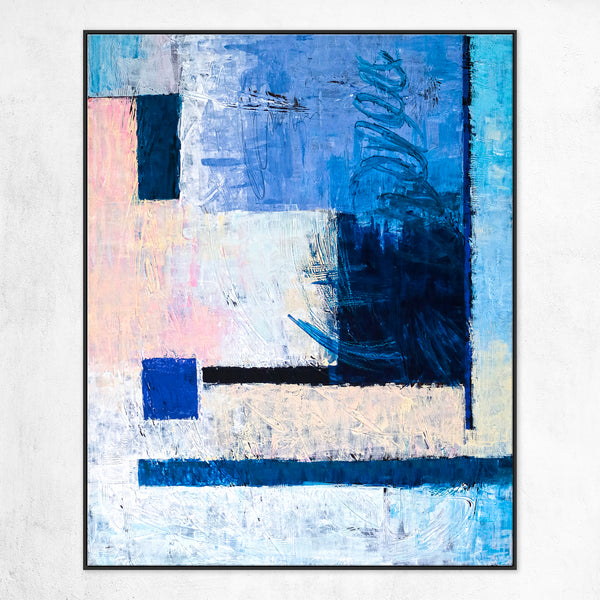 Abstract Painting in Pastel Tones, Large Modern Canvas Wall Art Evoking Warmth & Serenity | Window (Vertical Ver.)