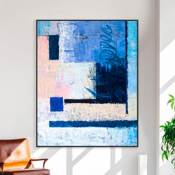 Abstract Painting in Pastel Tones, Large Modern Canvas Wall Art Evoking Warmth & Serenity | Window (Vertical Ver.)