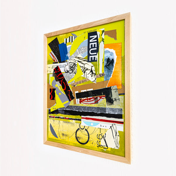 Abstract Collage Art – Original Wall Art – Acrylic Oil & Mixed Media on Wood – Modern Textured Painting – "Witz II" – 12"x16" (30x40cm)