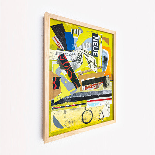 Abstract Collage Art – Original Wall Art – Acrylic Oil & Mixed Media on Wood – Modern Textured Painting – "Witz II" – 12"x16" (30x40cm)