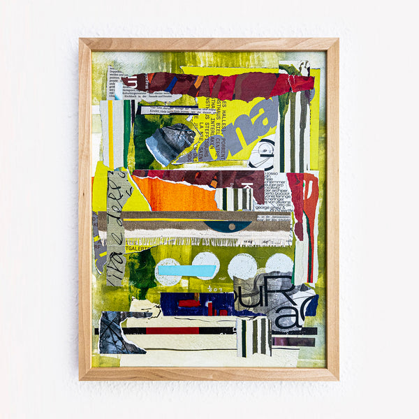 Abstract Collage Art – Original Wall Art – Acrylic Oil & Mixed Media on Wood – Modern Textured Painting – "Witz" – 12"x16" (30x40cm)
