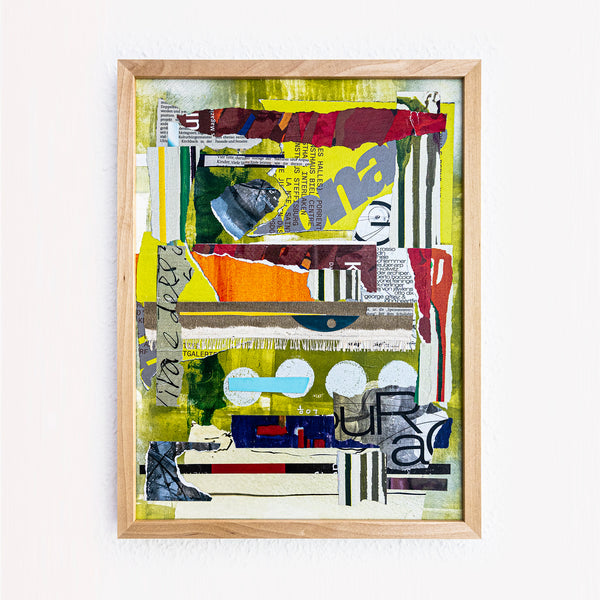 Abstract Collage Art – Original Wall Art – Acrylic Oil & Mixed Media on Wood – Modern Textured Painting – "Witz" – 12"x16" (30x40cm)