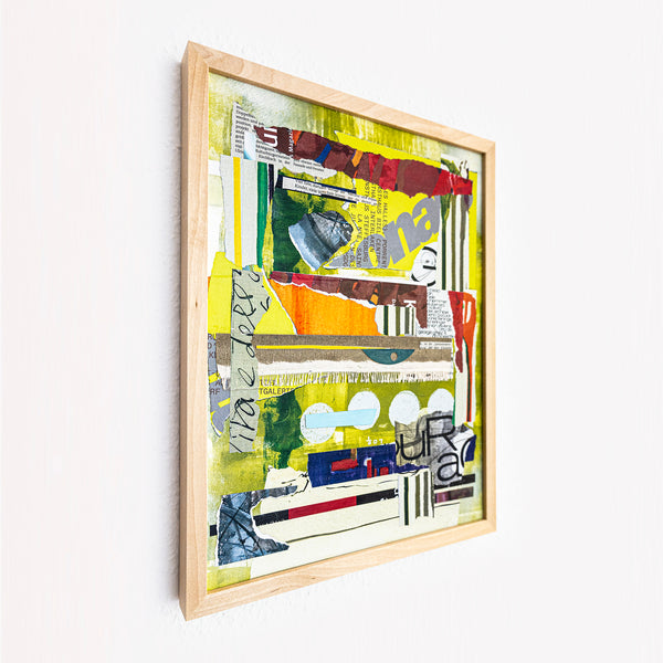 Abstract Collage Art – Original Wall Art – Acrylic Oil & Mixed Media on Wood – Modern Textured Painting – "Witz" – 12"x16" (30x40cm)