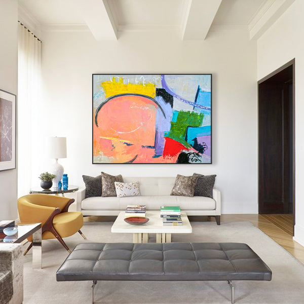 Playful & Colorful Original Modern Abstract Painting in Acrylic, Large Contemporary Canvas Wall Art | Woodbury