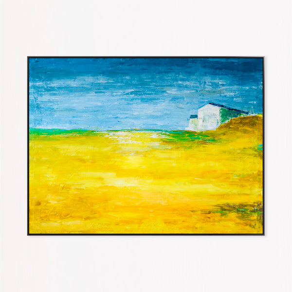 Abstract Painting – Original Wall Art – Large Oil & Acrylic Painting on Canvas – Modern Minimalist Contemporary Canvas Art – “Yellow Field”