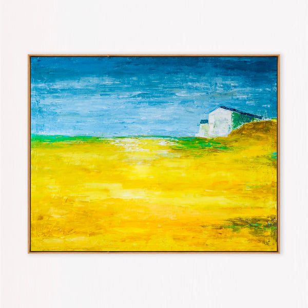 Abstract Painting – Original Wall Art – Large Oil & Acrylic Painting on Canvas – Modern Minimalist Contemporary Canvas Art – “Yellow Field”