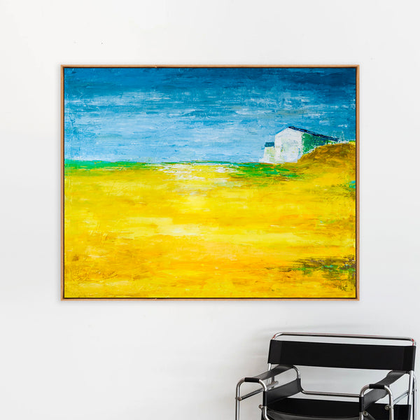 Abstract Painting – Original Wall Art – Large Oil & Acrylic Painting on Canvas – Modern Minimalist Contemporary Canvas Art – “Yellow Field”
